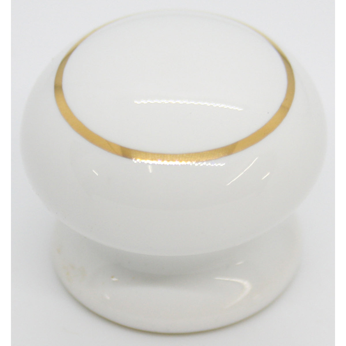 PORCELAIN KNOB D28 WHITE/GOLD RING
