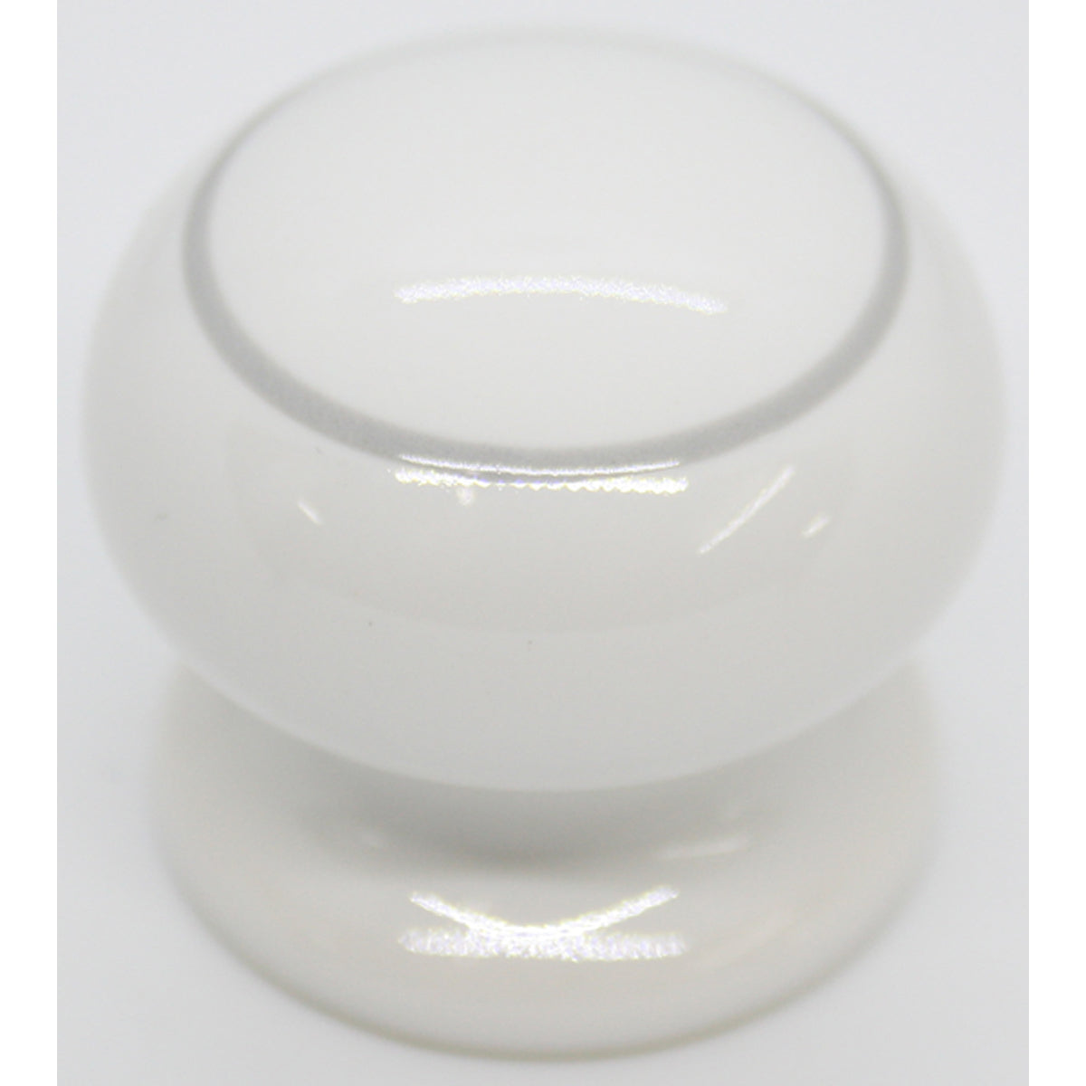 PORCELAIN KNOB D35 WHI/GREY RING by GRINDCO 464 LTD