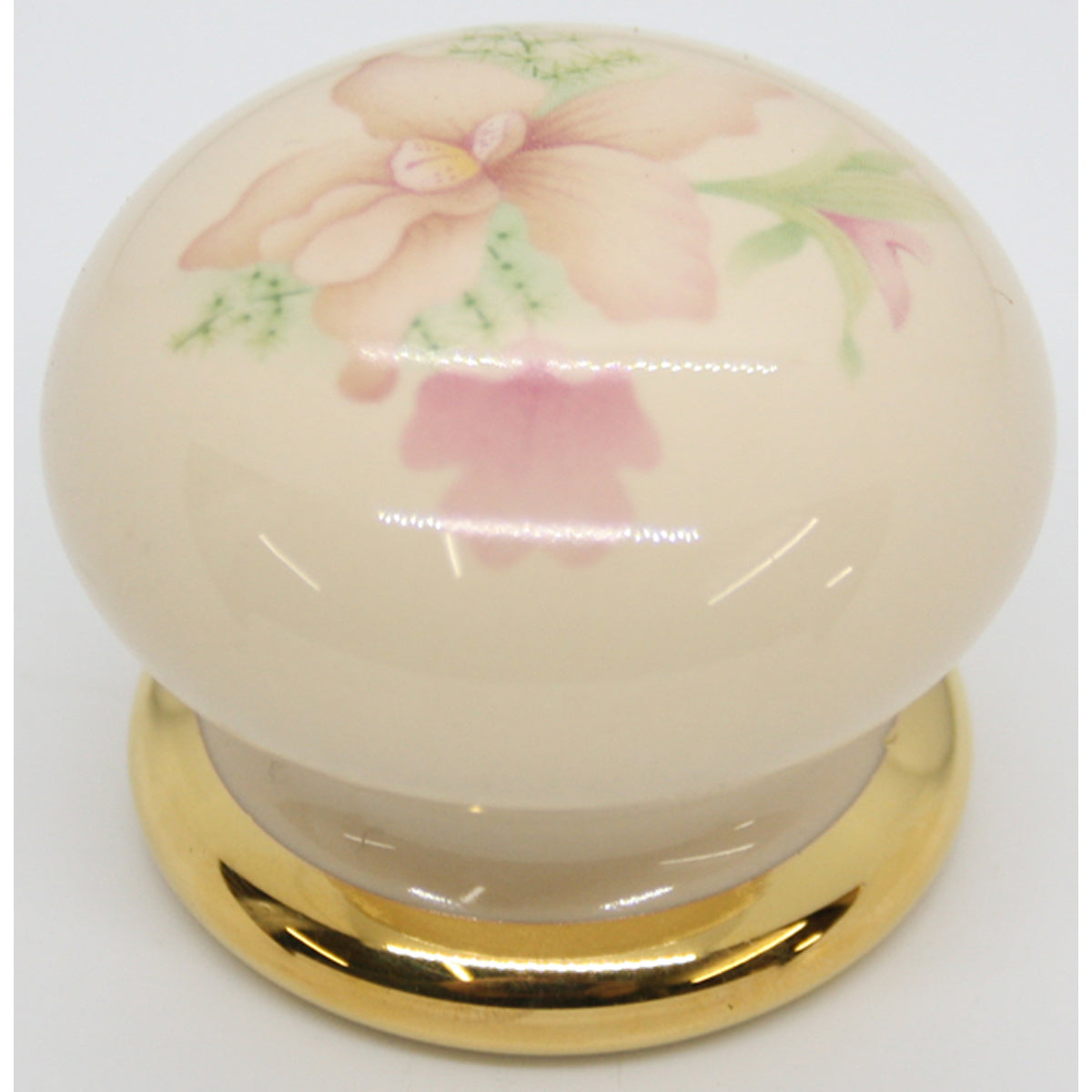 PORCELAIN KNOB D40 BEI/MEMORY+GOLD