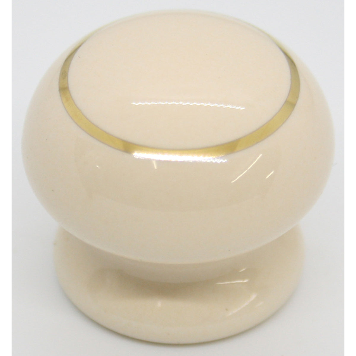 PORCELAIN KNOB D28 BEIGE/GOLD RING