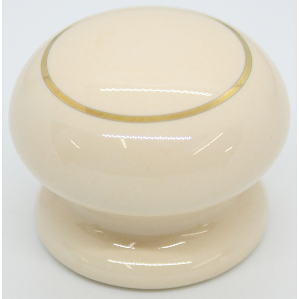PORCELAIN KNOB D40 BEIGE/GOLD RING
