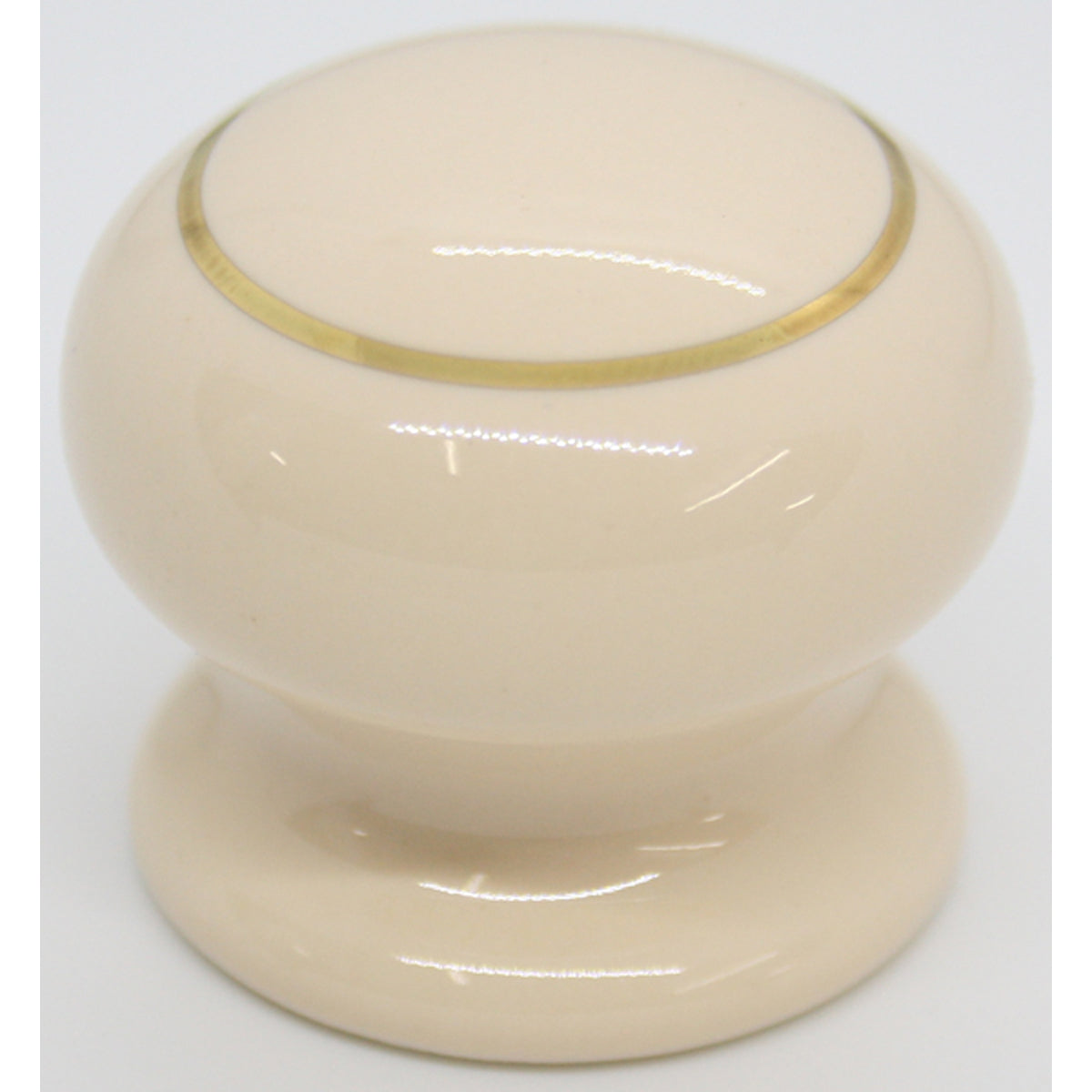 PORCELAIN KNOB D35 BEIGE/GOLD RING
