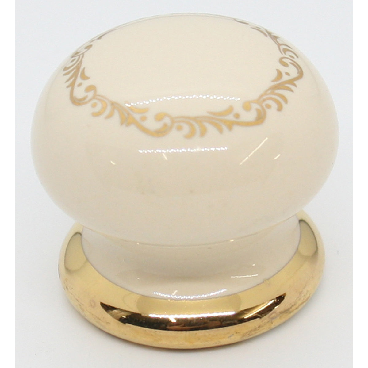 PORCELAIN KNOB D35 BEI/WINDSOR GOLD