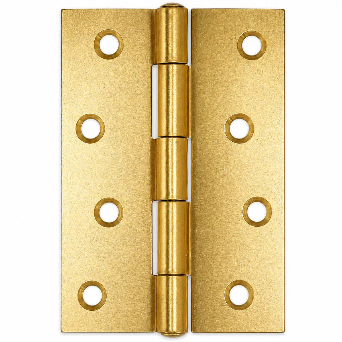 100 x 65mm electro brass plated steel butt hinge with fixed pin and eight countersunk holes – sold in packs of 5 pairs