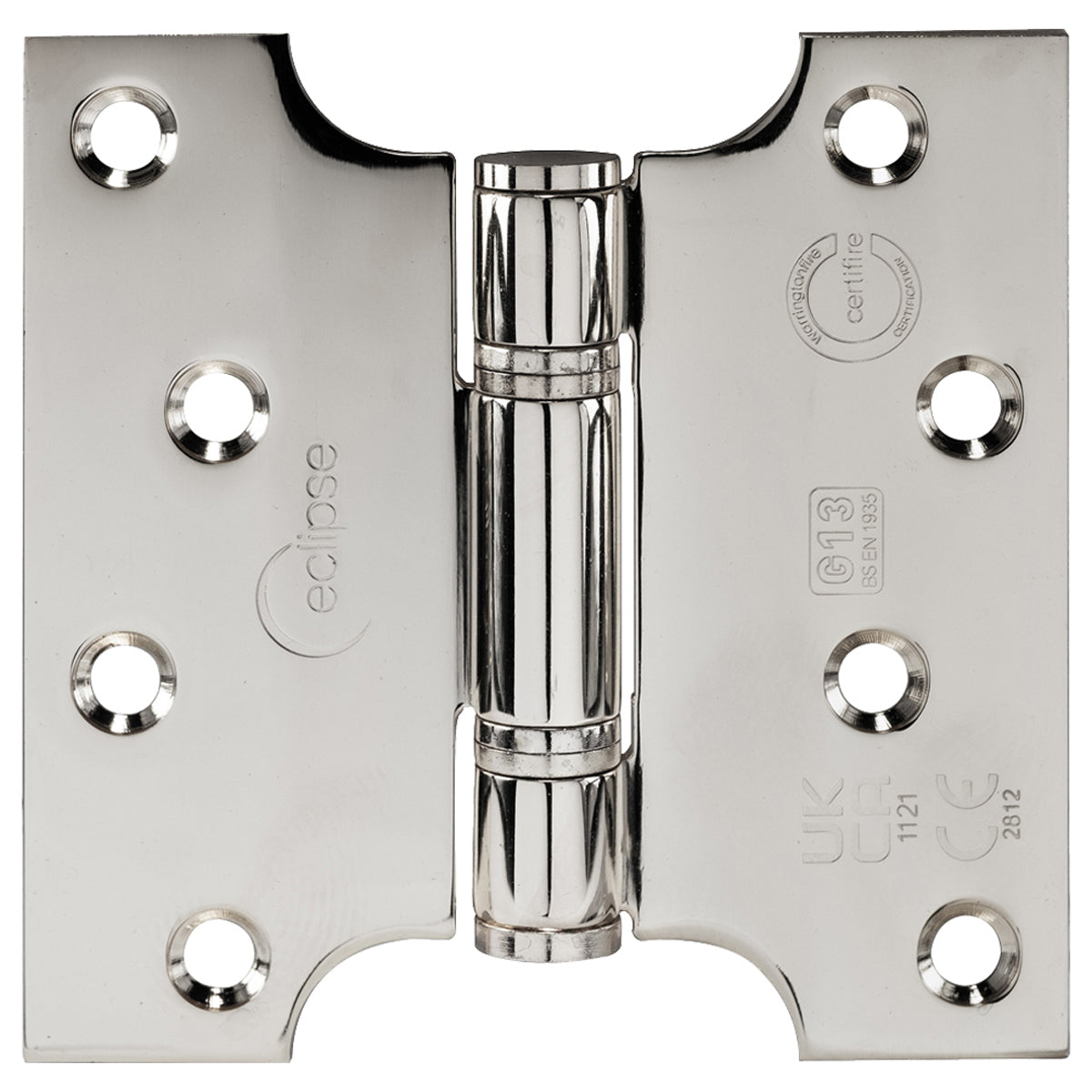 Eclipse Fire Rated Thrust Bearing Parliament Hinge G13 102x51x102x3mm Polished Stainless Steel | Pair | HI1253E1