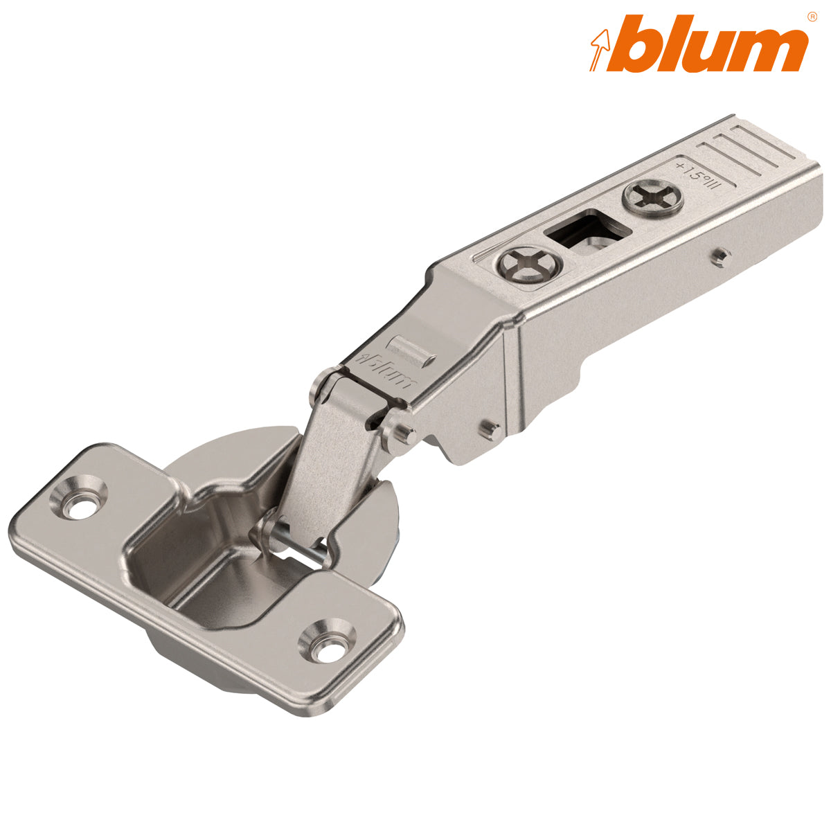 BLUM CLIP ANGLED HINGE +15deg lll MAX OVERLAY SCREW-ON