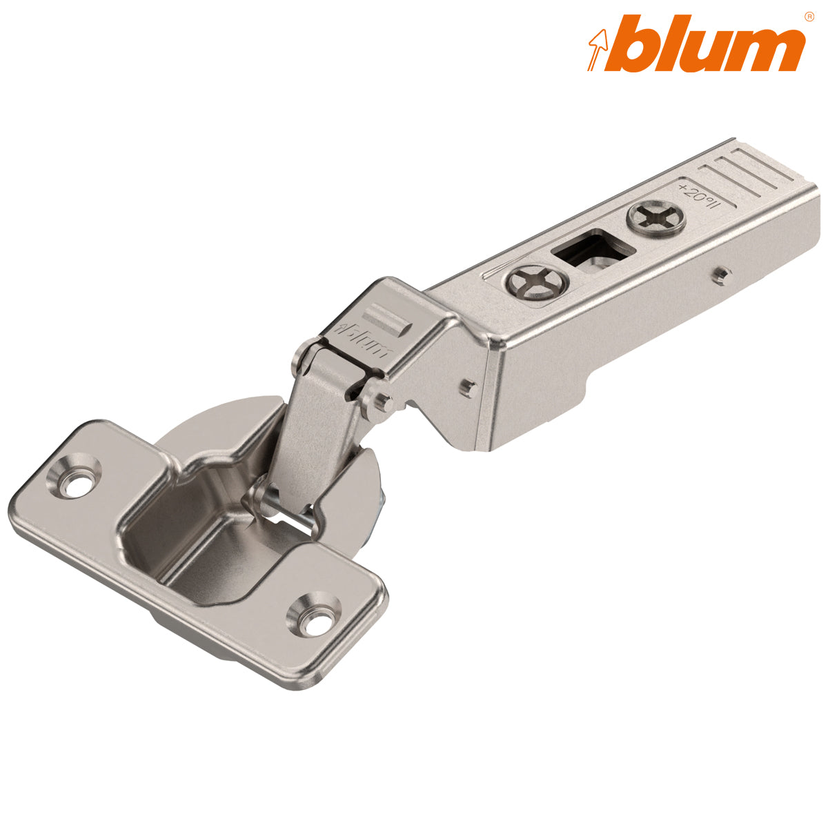 BLUM CLIP ANGLED HINGE +20deg ll OVERLAY SCREW-ON by JULIUS BLUM UK LTD