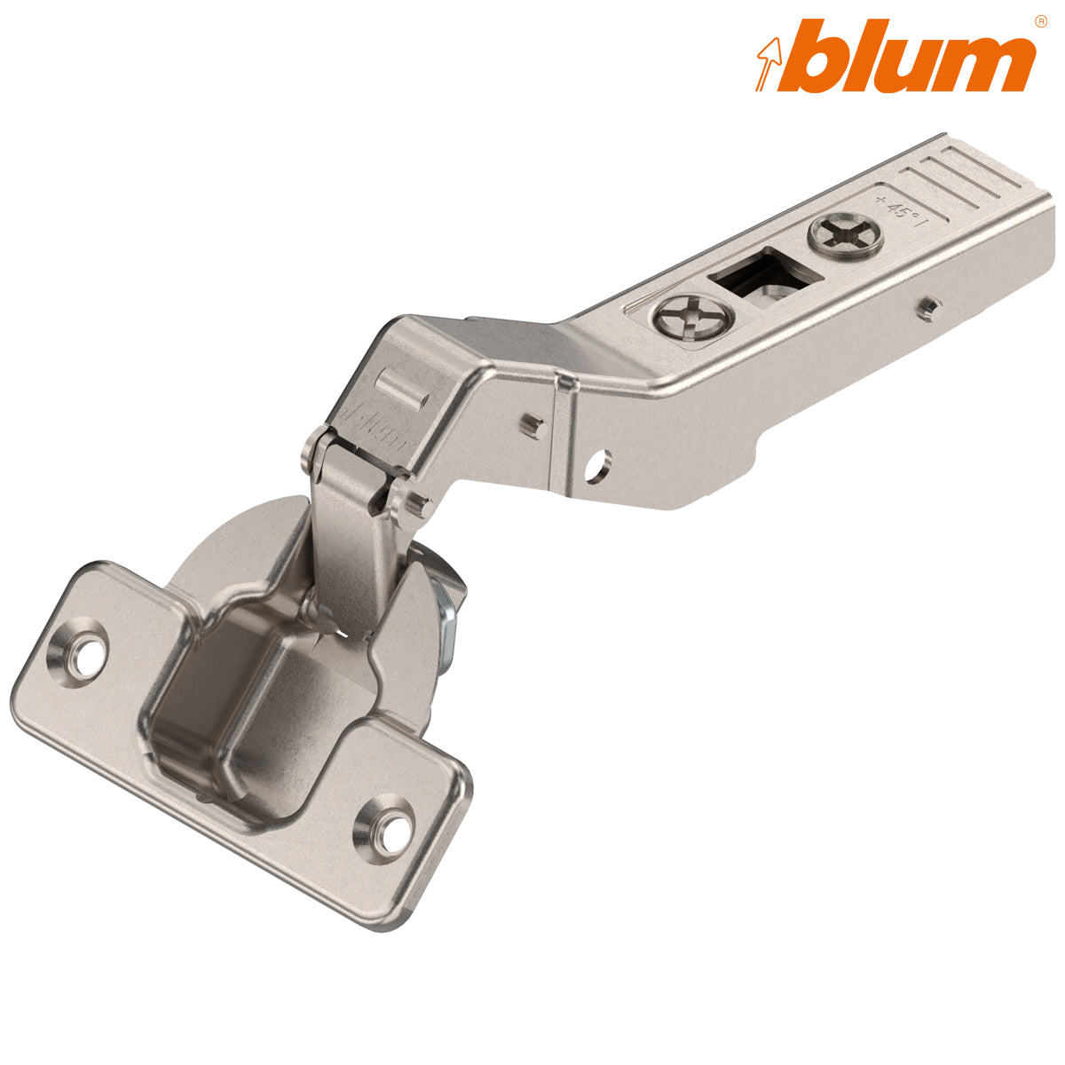 BLUM CLIP ANGLED HINGE +45deg l 1/2OVERLAY SCREW-ON by JULIUS BLUM UK LTD