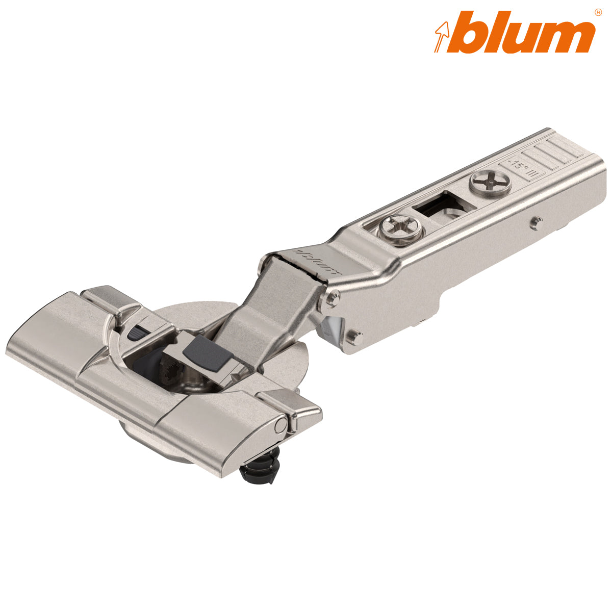 BLUM CLIP BLUMOTION ANGLED HINGE -15deg lll MAX OVERLAY INSERTA by JULIUS BLUM UK LTD