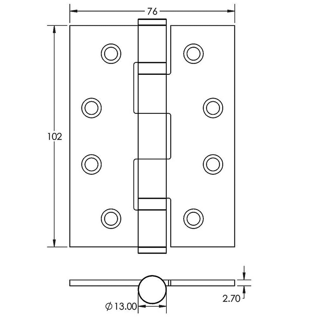 JEDO BALL BEARING HINGE G11 102x76x2.7 ST/BLK J8500BL