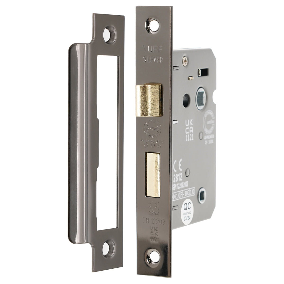 3 LEVER BATHROOM LOCK FD60 CE 150x63 BKN by Spira Brass