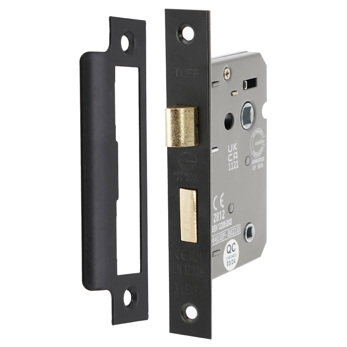 3 LEVER BATHROOM LOCK FD60 CE 150x76 MBK by Spira Brass