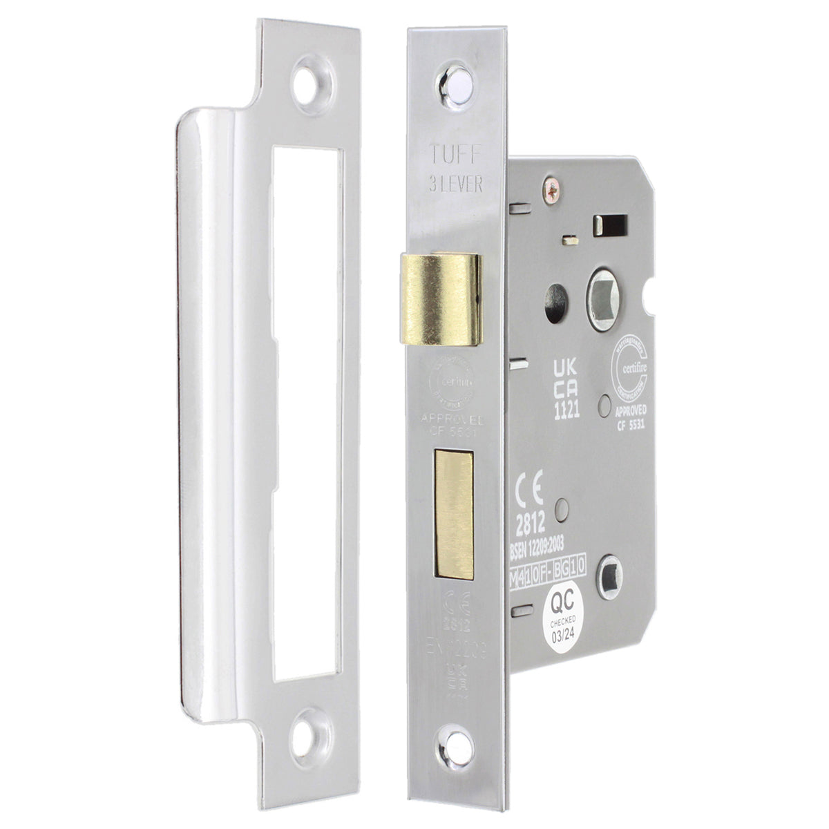 3 LEVER BATHROOM LOCK FD60 CE 150x76 PCP by Spira Brass