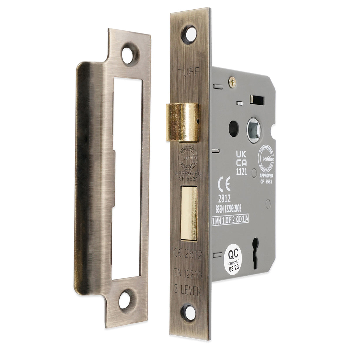 3 LEVER MORTICE SASH LOCK FD60 CE 150x76 ABR by Spira Brass