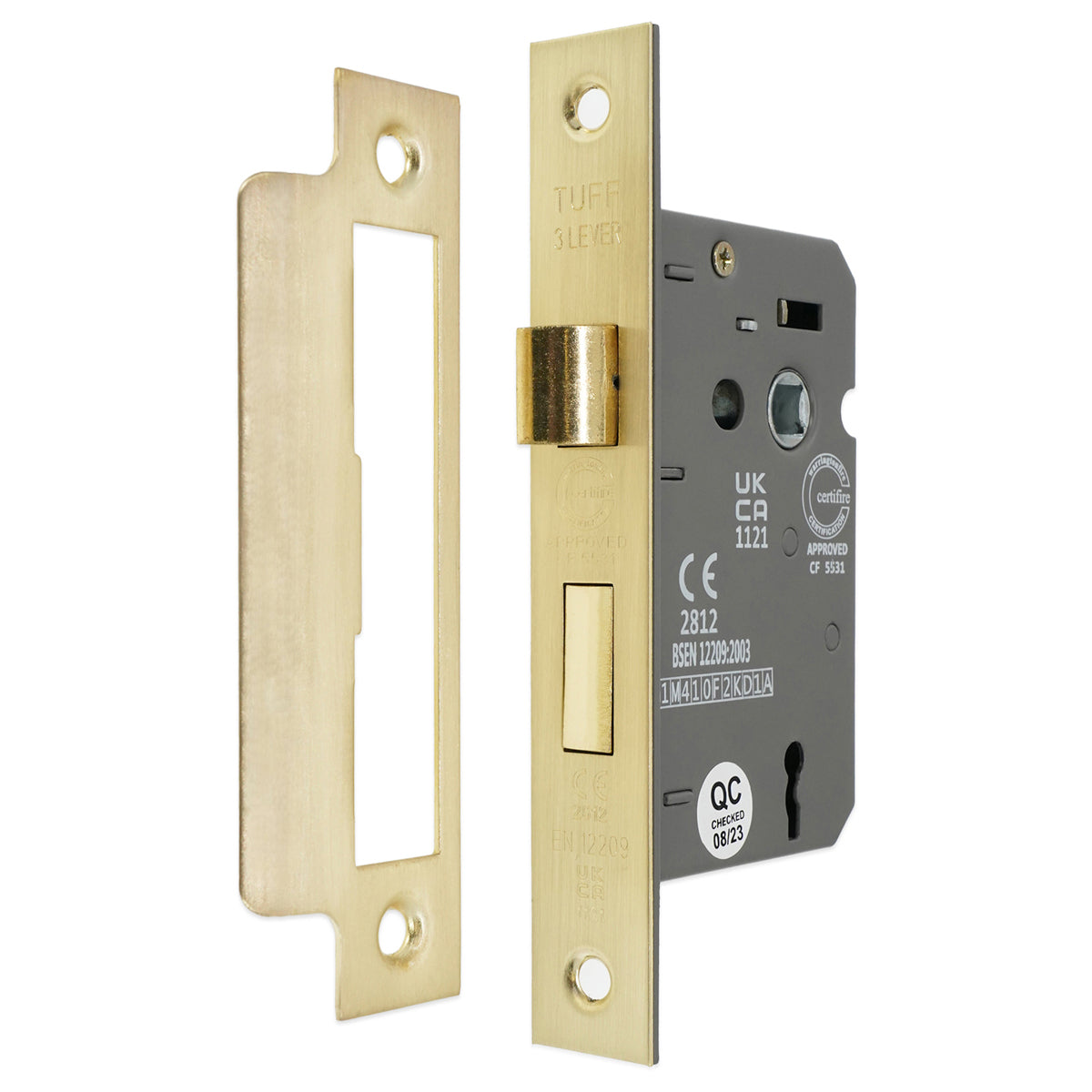 3 LEVER MORTICE SASH LOCK FD60 CE 150x76 SBR by Spira Brass