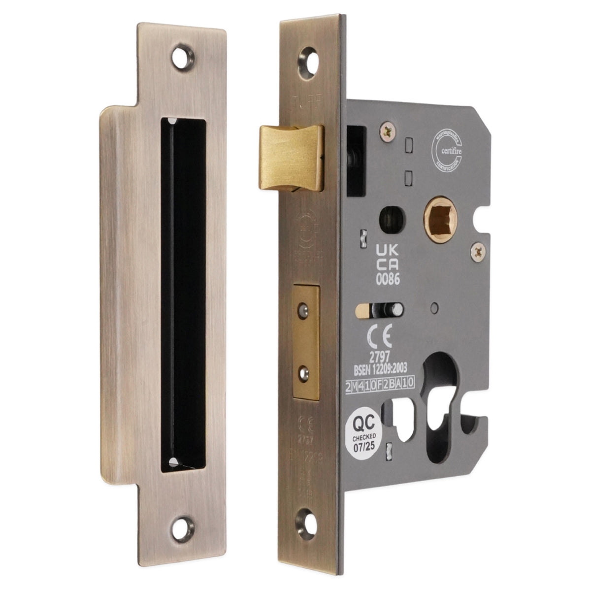 EURO PROFILE MORTICE SASH LOCK CE 150x63 AGBR by Spira Brass