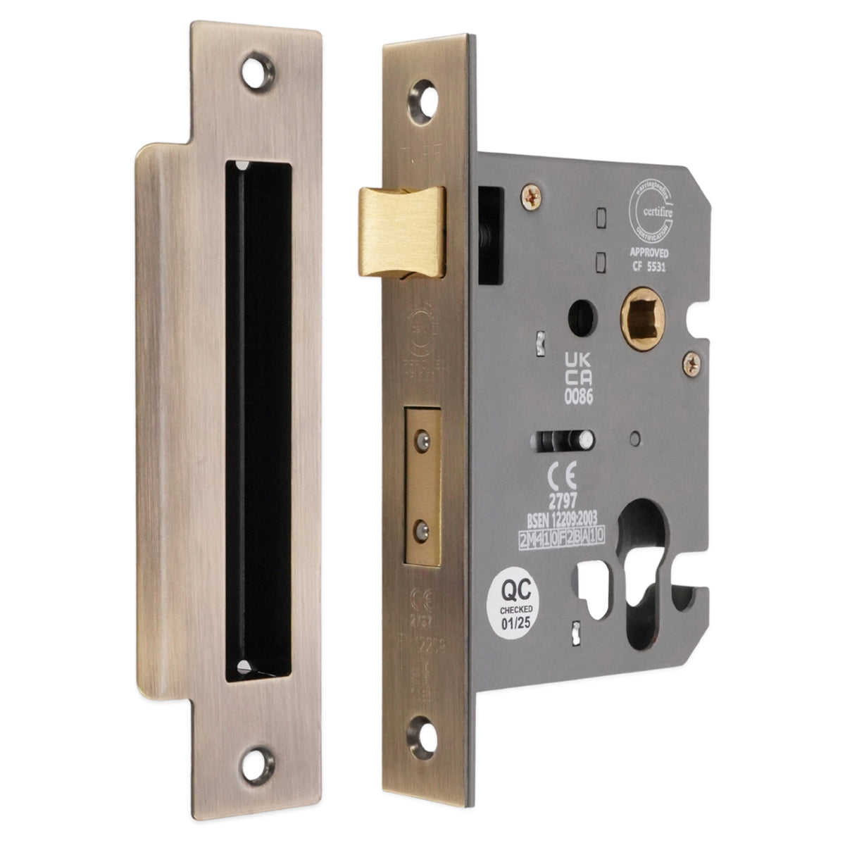 EURO PROFILE MORTICE SASH LOCK CE 150x76 AGBR by Spira Brass