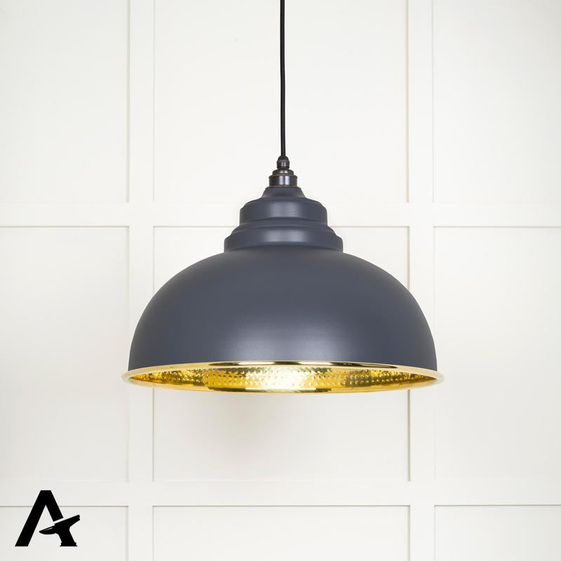 HARBORNE PENDANT HAMMERED 400x270 BRS/SLATE - 49521SL by MARCHES (ANVIL) ARCHITECTURAL HARDWARE