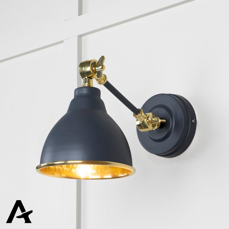 BRINDLEY WALL LIGHT HAMMERED 139x124 BRS/SLATE - 49719SSL by MARCHES (ANVIL) ARCHITECTURAL HARDWARE