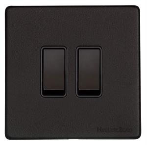 VINTAGE RANGE 2G 2-way rocker switch 088x088mm Matt Black by M MARCUS LTD