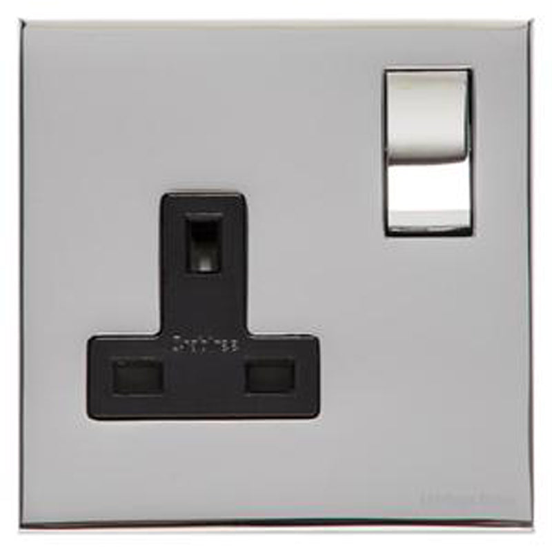 WINCHESTER 02 1G 13A SOCKET, 088x088mm POLISHED CHROME/BLACK by M MARCUS LTD
