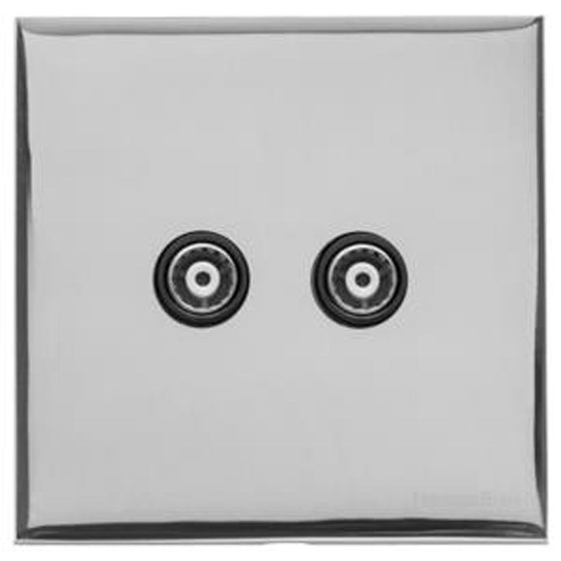 WINCHESTER 02 TWIN TV/FM DIPLEXED, 088x088mm POLISHED CHROME/BLACK by M MARCUS LTD