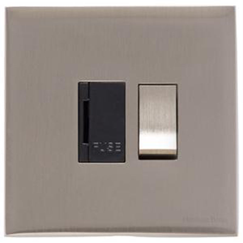WINCHESTER 05 13A SWITCHED FUSED SPUR, 088x088mm SATIN NICKEL/BLACK by M MARCUS LTD