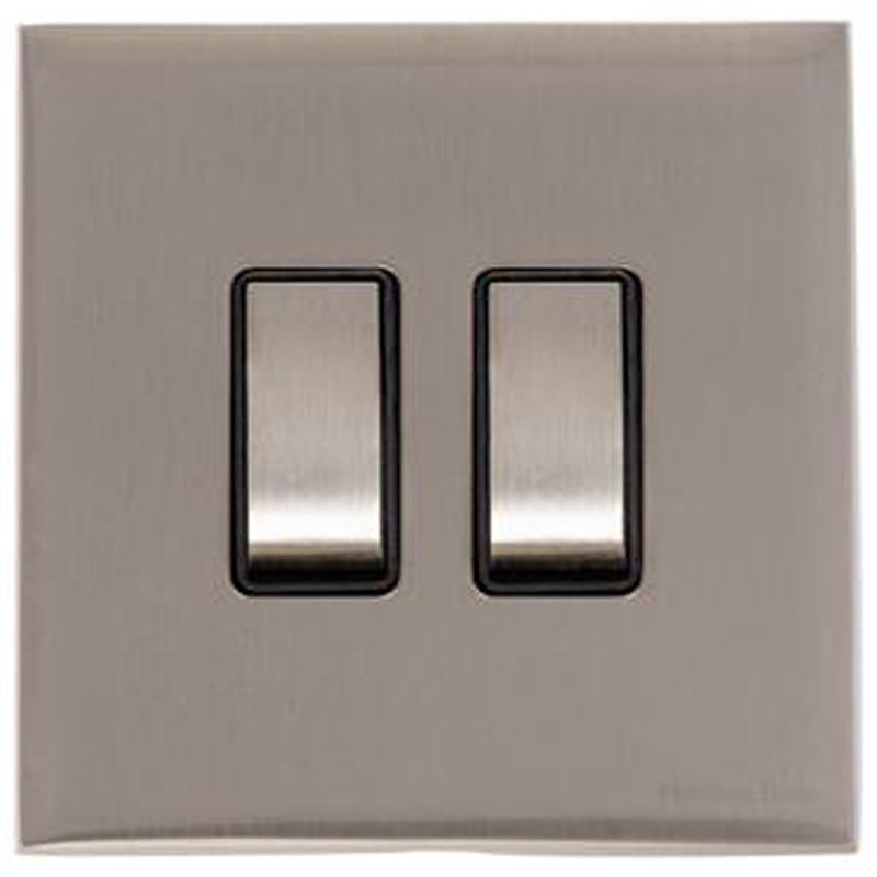 WINCHESTER 05 2G 2W ROCKER SWITCH, 088x088mm SATIN NICKEL/BLACK by M MARCUS LTD