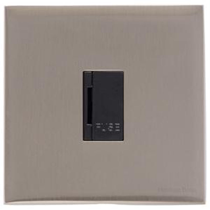 WINCHESTER 05 13A UNSWITCHED FUSED SPUR, 088x088mm SATIN NICKEL/BLACK by M MARCUS LTD