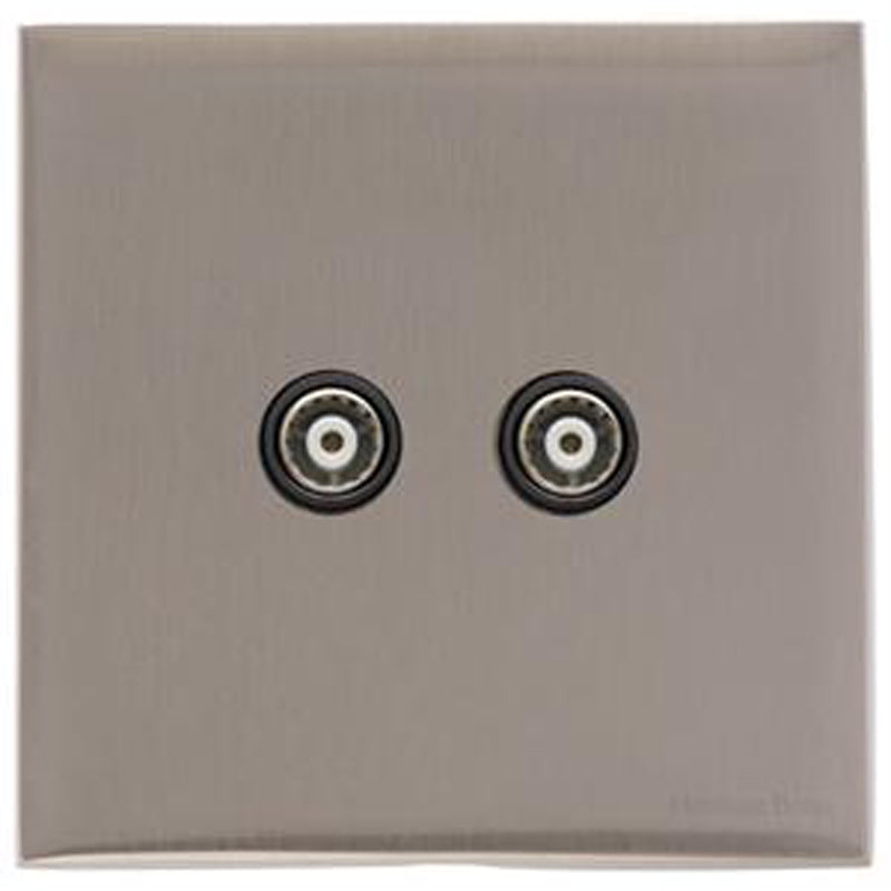 WINCHESTER 05 TWIN TV/FM DIPLEXED, 088x088mm SATIN NICKEL/BLACK by M MARCUS LTD
