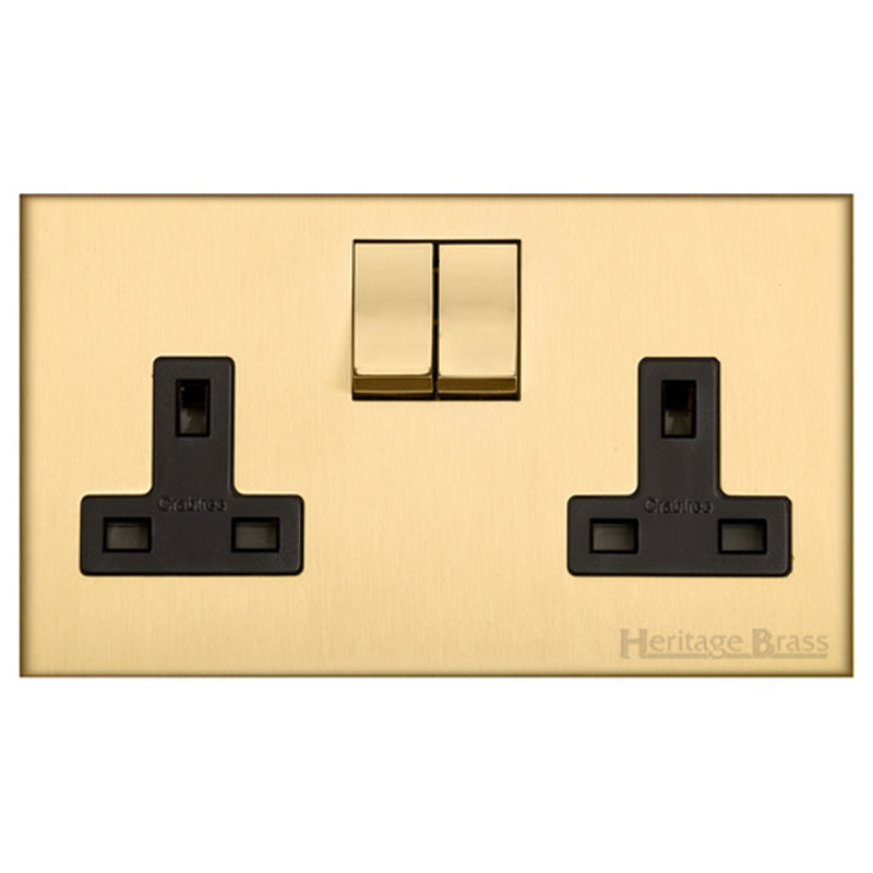 WINCHESTER 44 2G 13A SOCKET, 148x088mm SATIN BRASS/BLACK by M MARCUS LTD