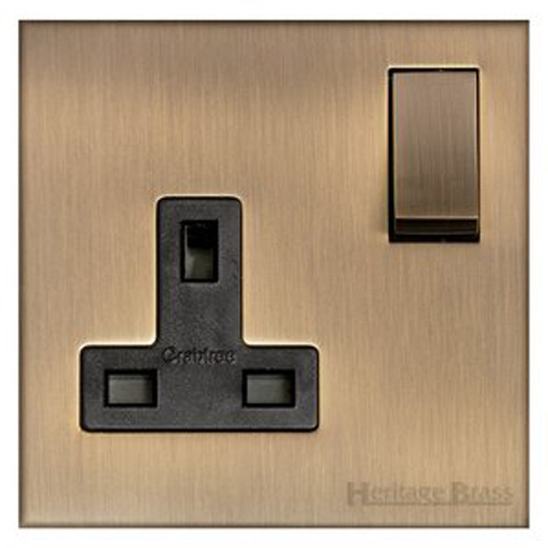 WINCHESTER 91 1G 13A SOCKET, 088x088mm ANTIQUE BRASS/BLACK by M MARCUS LTD