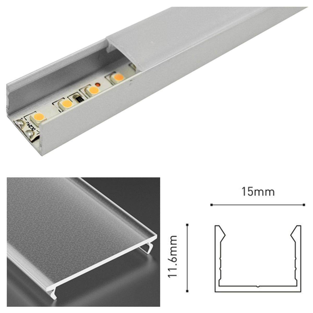 JMW LED PROF SET 2500x15 ALU/FRS