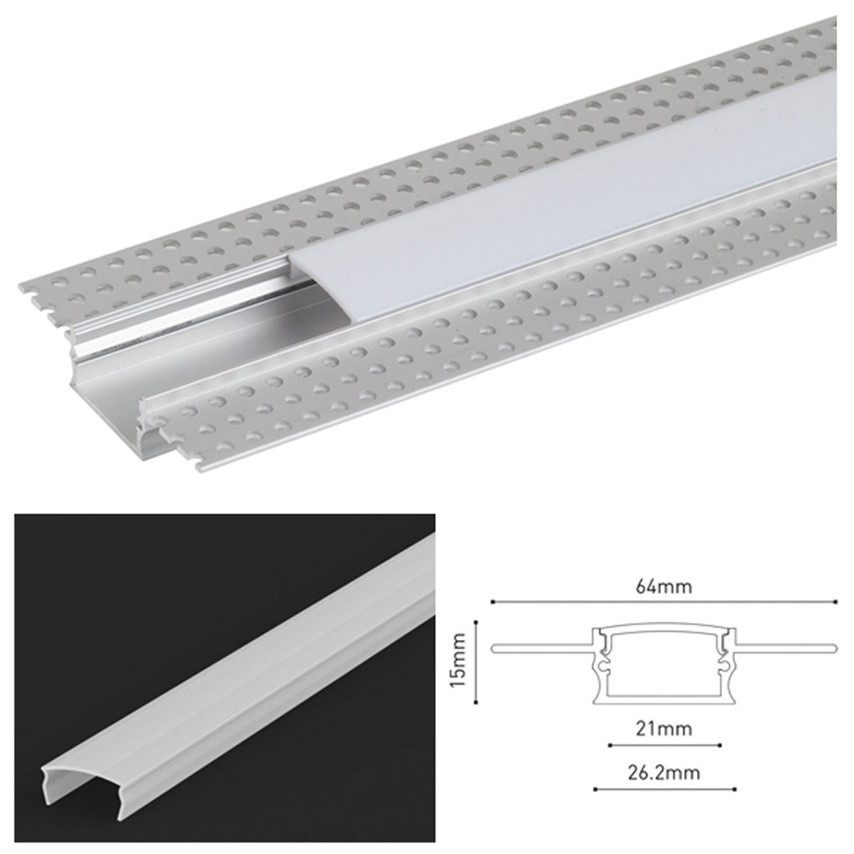 TW LED PROF SET 2000x64x15 ALU/OPL by LEYTON LIGHTING