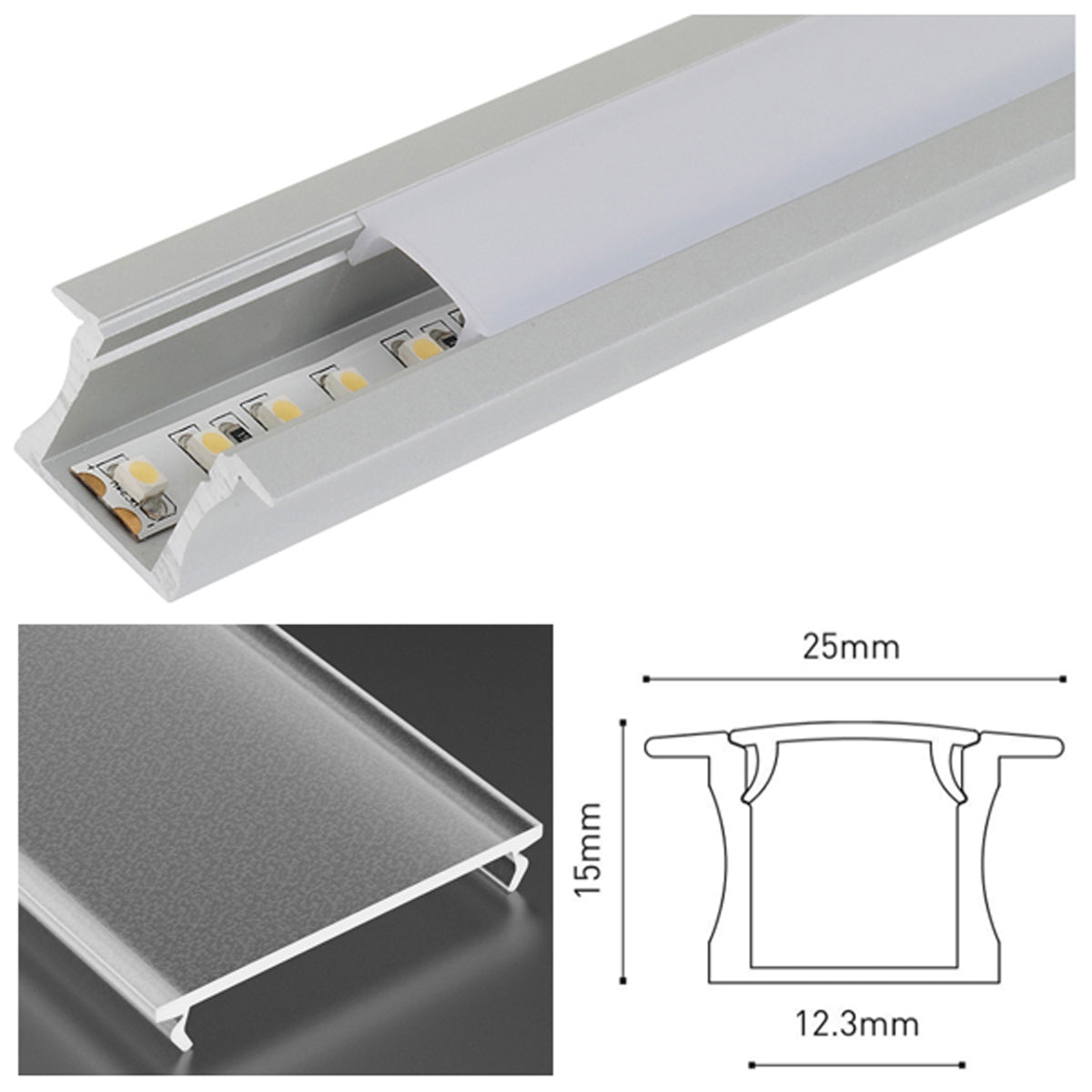 JSR LED PROF SET 2500x25x15 ALU/FRS by LEYTON LIGHTING