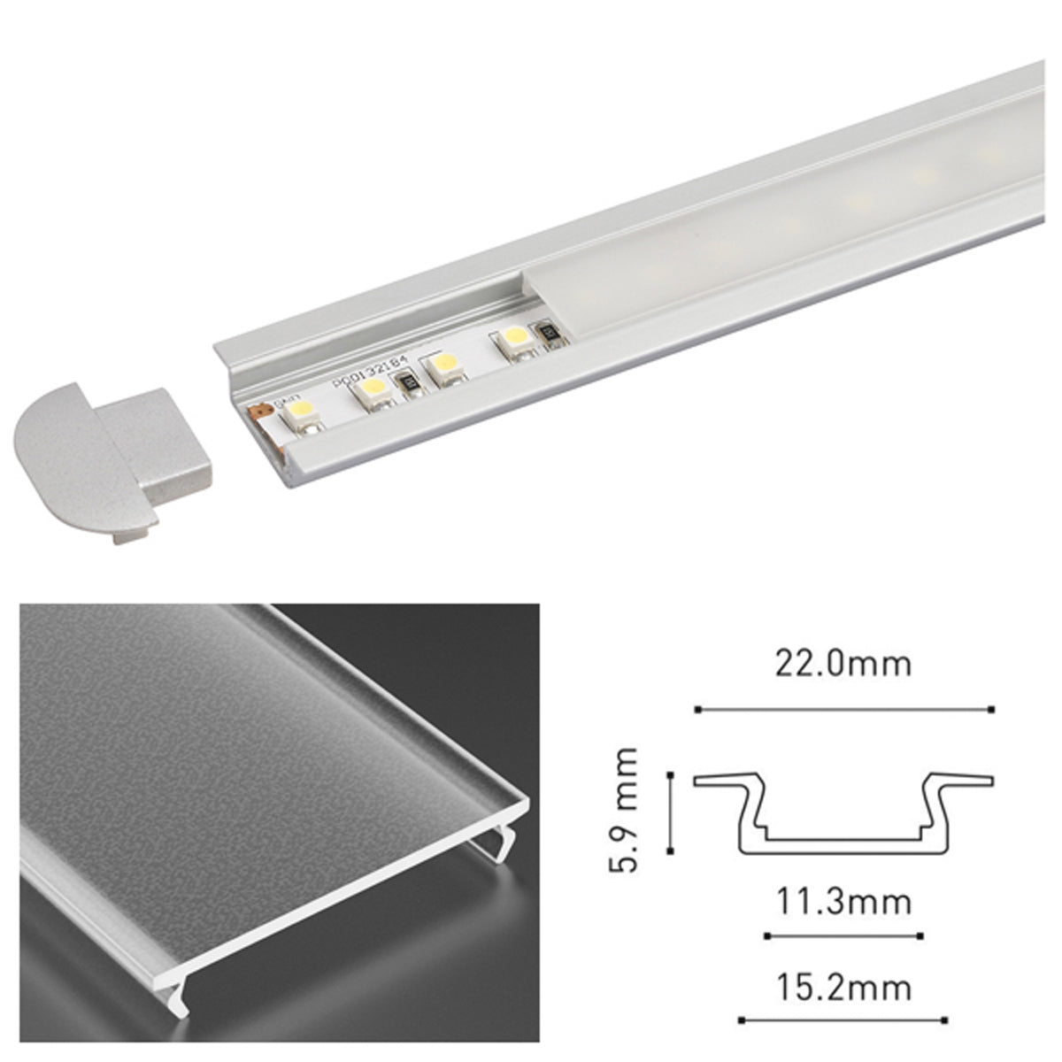 UR LED PROF SET 2000x22x5.9 ALU/FRS by LEYTON LIGHTING