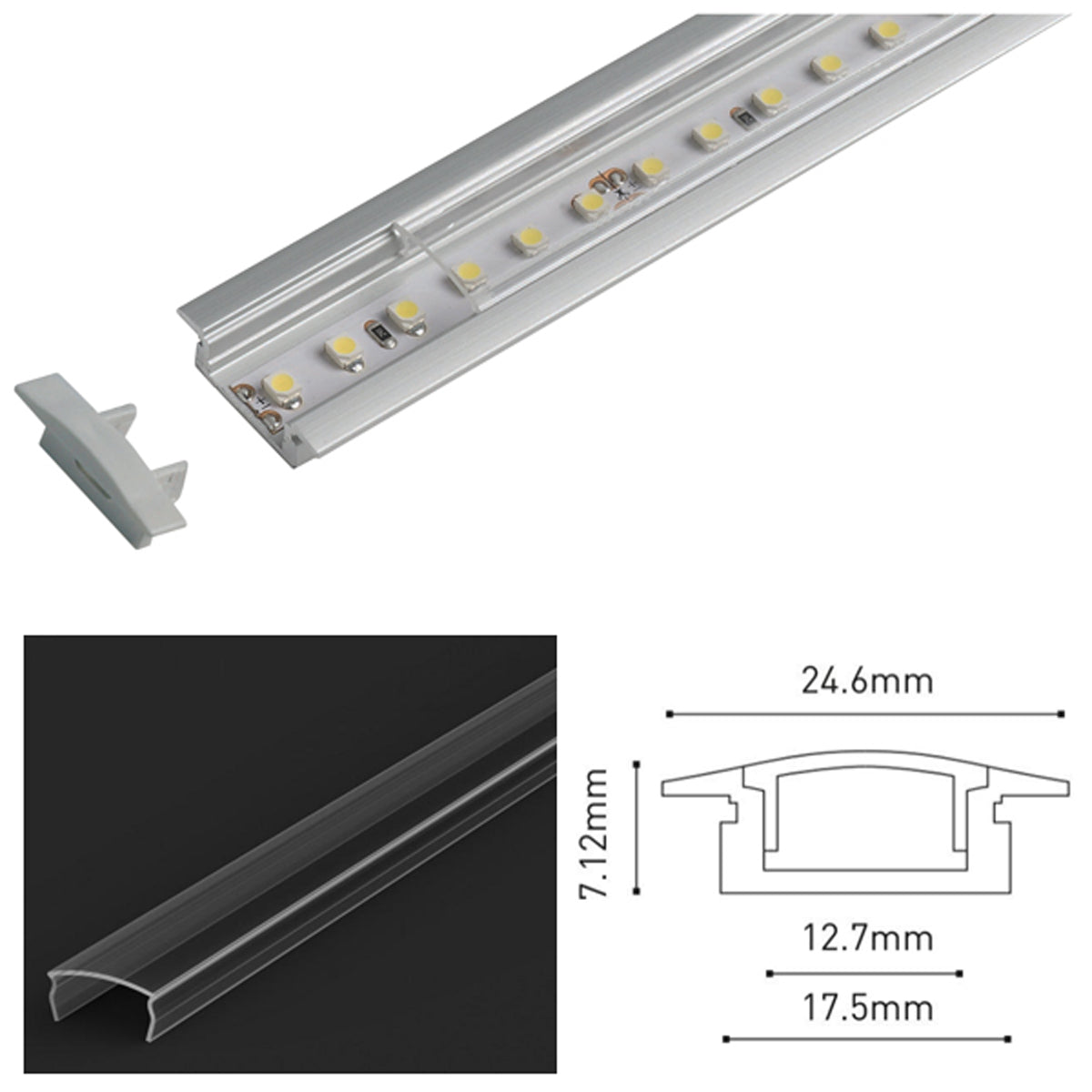 TR LED PROF SET 2000x24.6 ALU/CLR by LEYTON LIGHTING