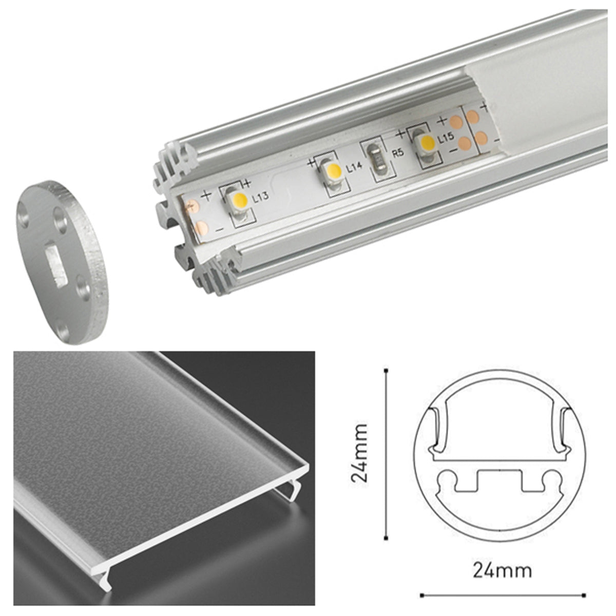 TRND LED PROF SET 2000xD24 ALU/FRS by LEYTON LIGHTING