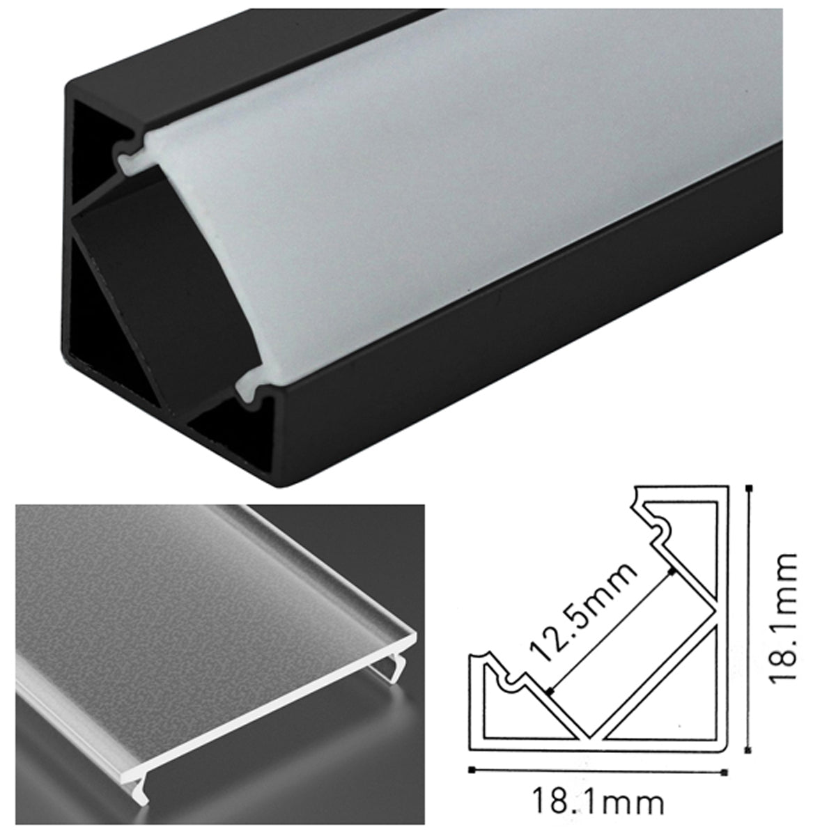 JC LED PROF SET 2500x18.1 BLK/FRS by LEYTON LIGHTING