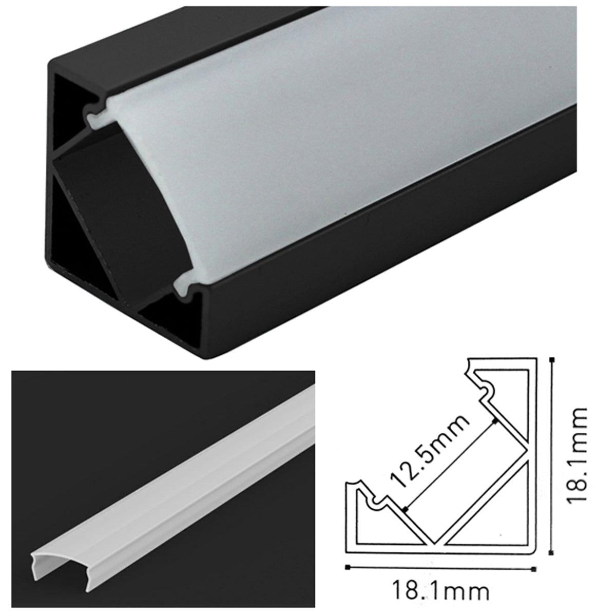 JC LED PROF SET 2500x18.1 BLK/OPL by LEYTON LIGHTING