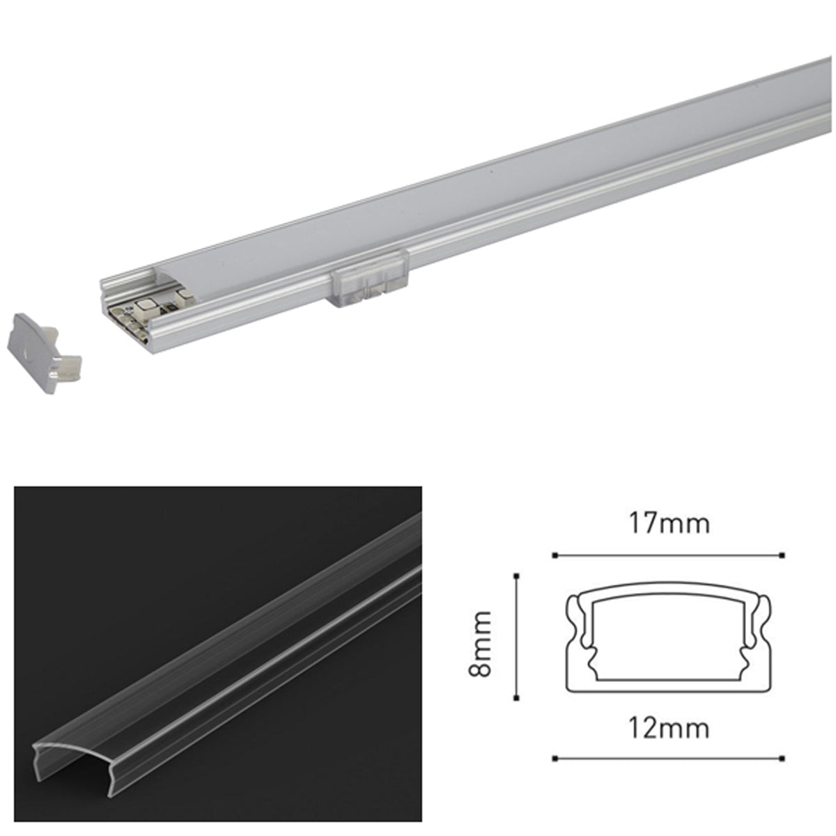 JS LED PROFILE SET 2500x17x8 WHI/CLR by LEYTON LIGHTING