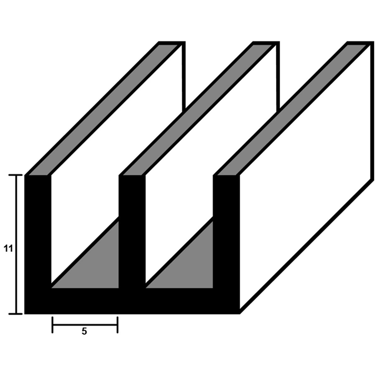 PVC DBLCH TOP 4x2440 BLKx12