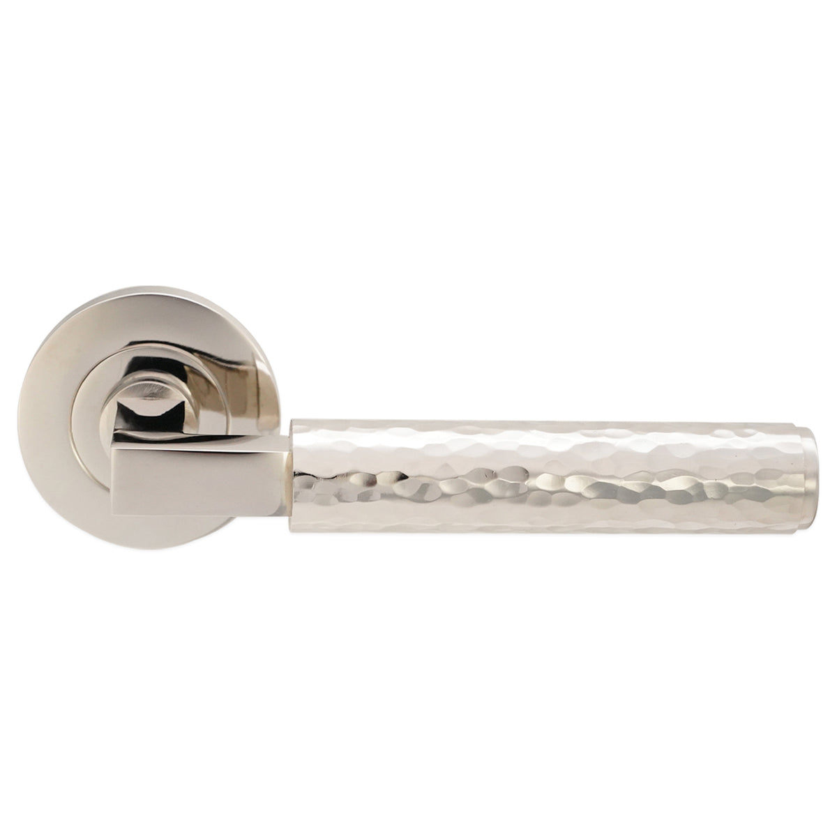 HAMMERED KNURLMOND LEVER ON ROSE 58x52x142 PNP by Spira Brass