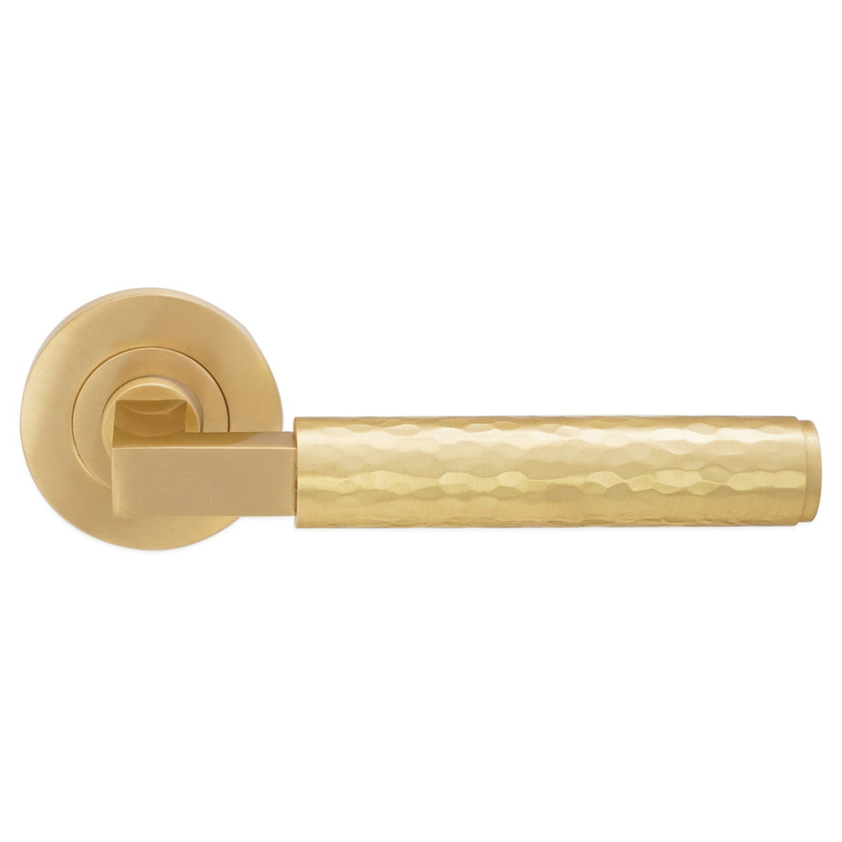 HAMMERED KNURLMOND LEVER ON ROSE 58x52x142 SBR by Spira Brass