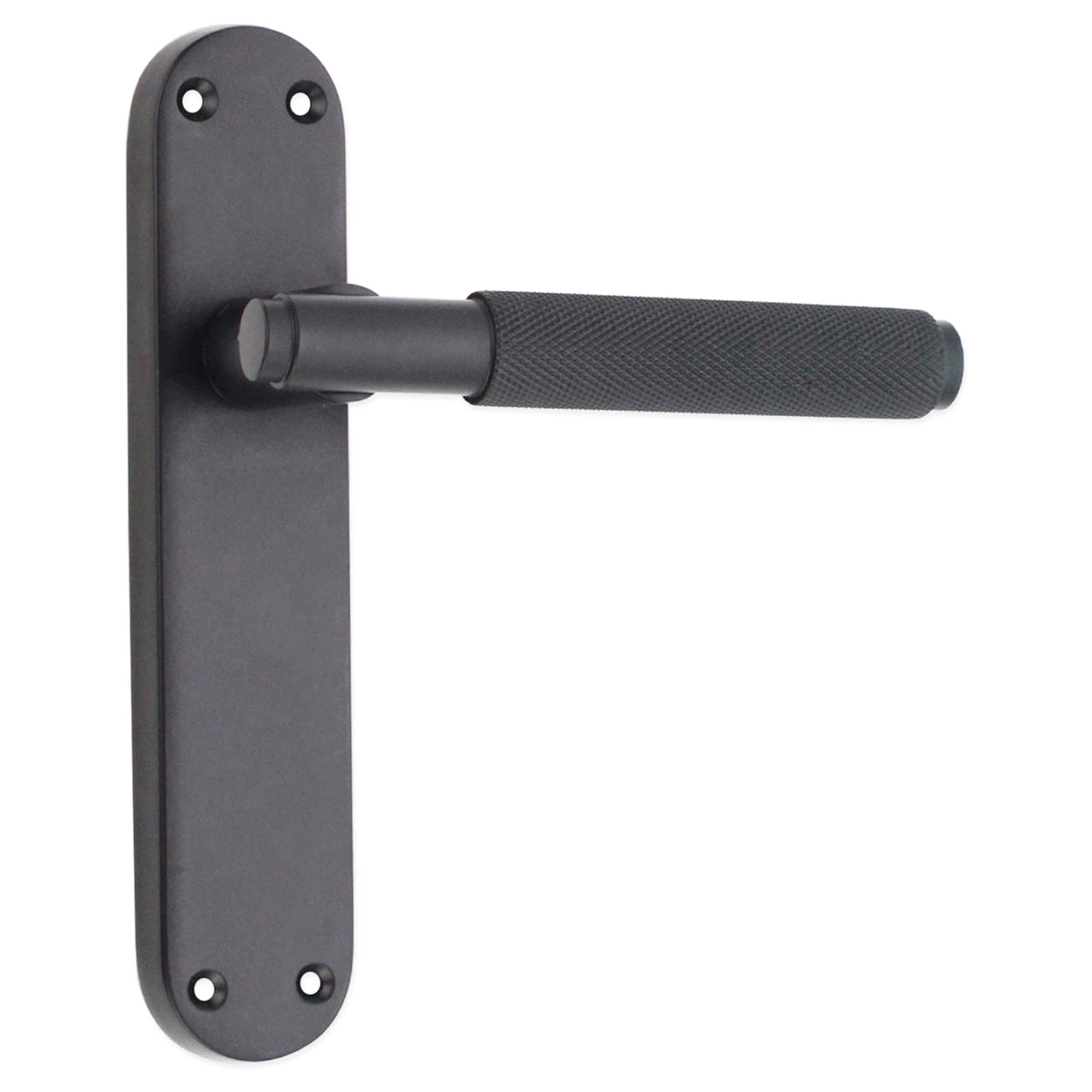CONNAUGHT KNURLED LEVER ON BACKPLATE LATCH 185x52x115 MBK by Spira Brass