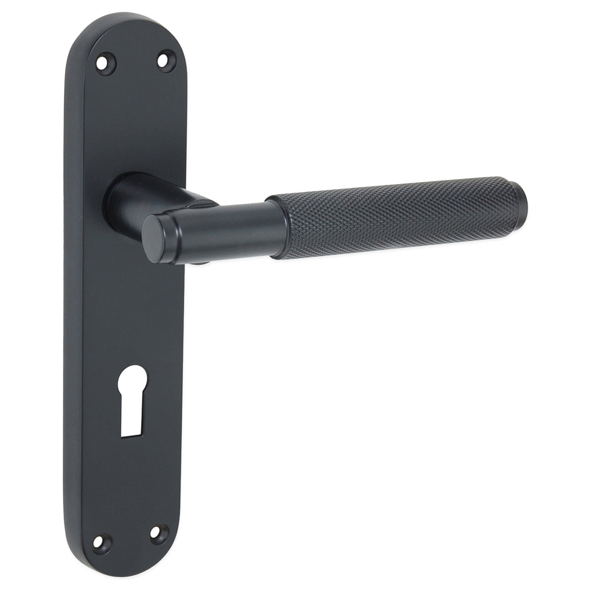 CONNAUGHT KNURLED LEVER ON BACKPLATE LOCK 185x52x115 MBK by Spira Brass
