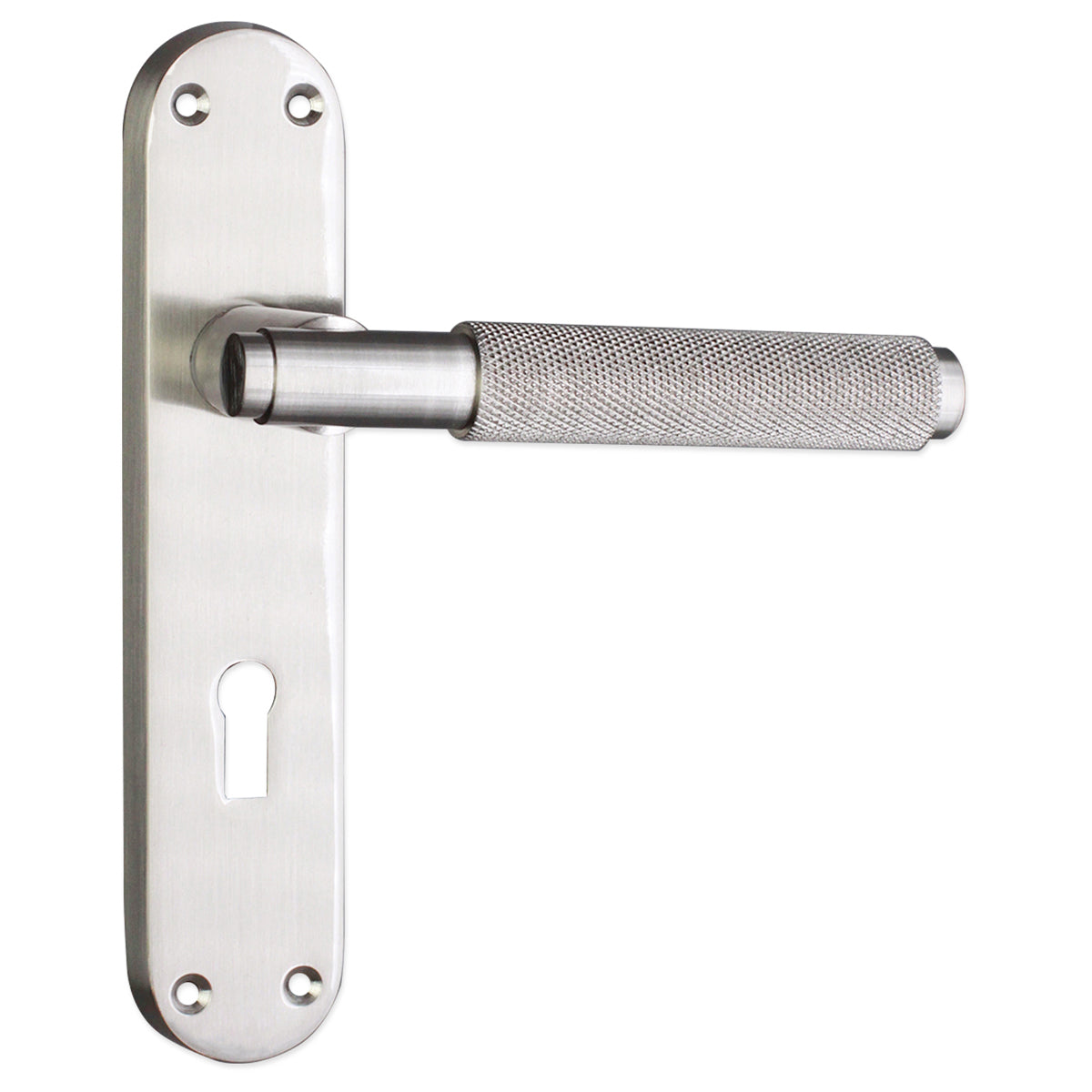CONNAUGHT KNURLED LEVER ON BACKPLATE LOCK 185x52x115 SNP by Spira Brass