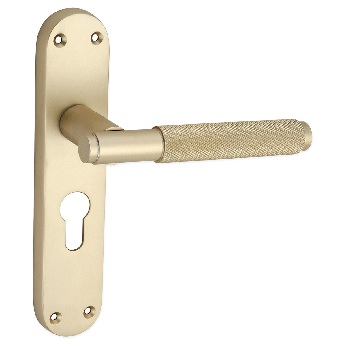CONNAUGHT KNURLED LEVER ON BACKPLATE EURO 185x52x115 SBR by Spira Brass