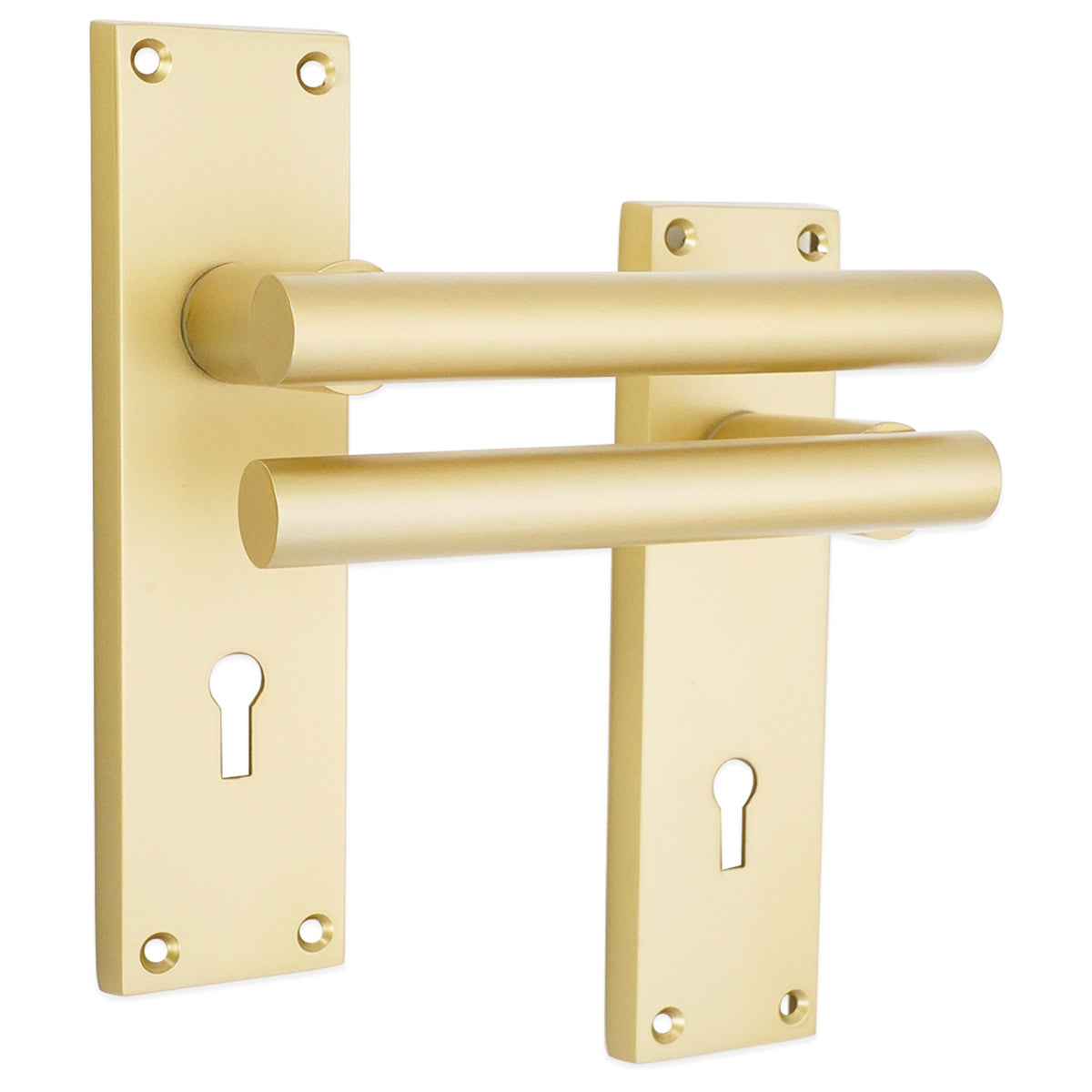 JURA LEVER ON BACKPLATE LOCK 62x42x155 SBR by Spira Brass
