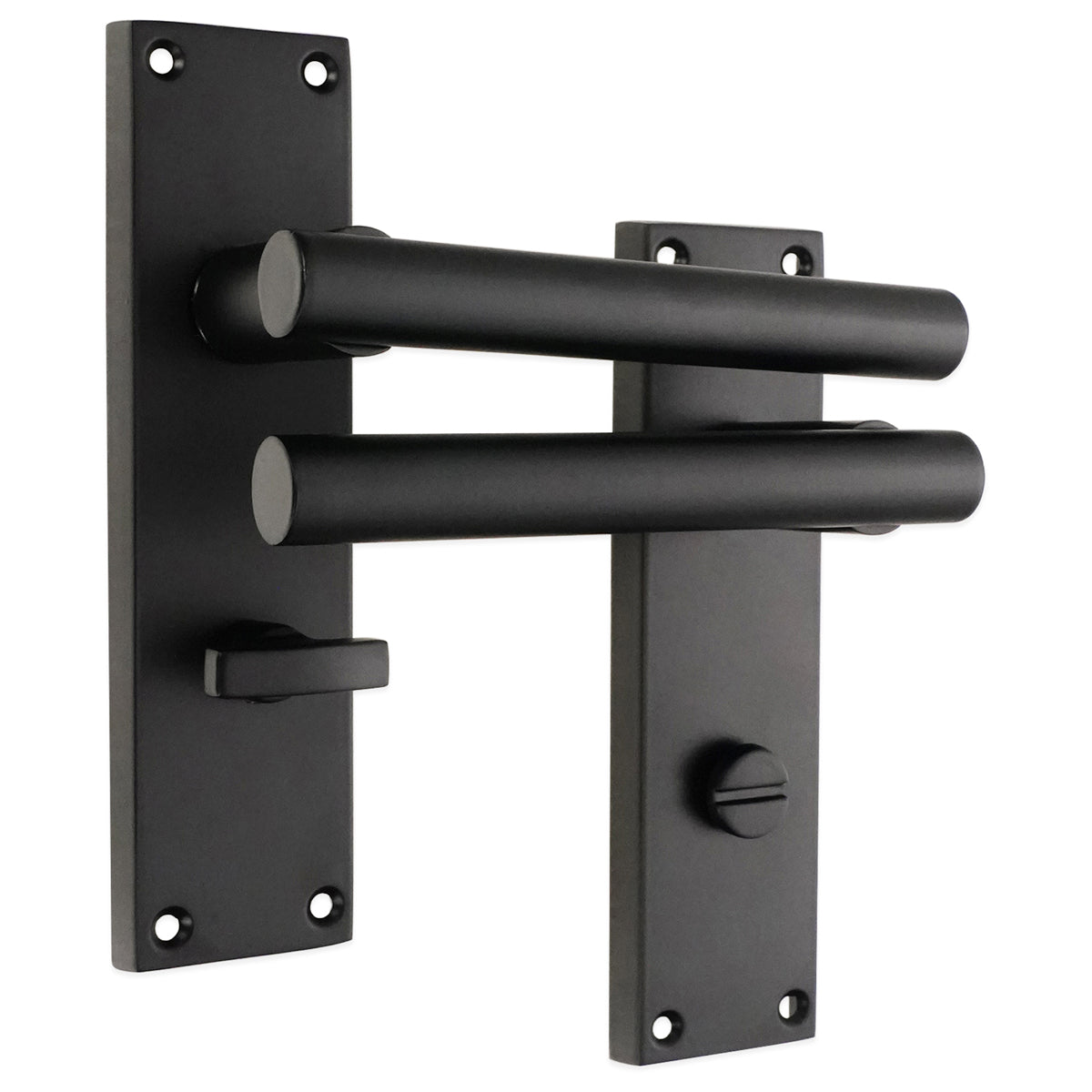 JURA LEVER ON BACKPLATE BATHROOM 62x42x155 MBK by Spira Brass